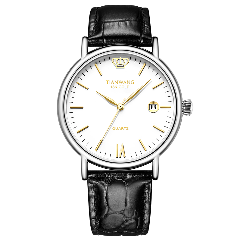 Мужские часы TIAN WANG GS3874S.D.LB.KW, кварцевые, золотистые, с кожаным ремешком, водонепроницаемые 30м, с датой