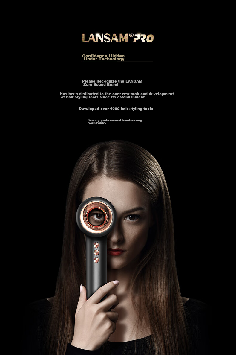 Фен LANSAM PLUS Version - Misty Gray, 1400 Вт, керамический, плазменная защита волос, профессиональный, бытовой