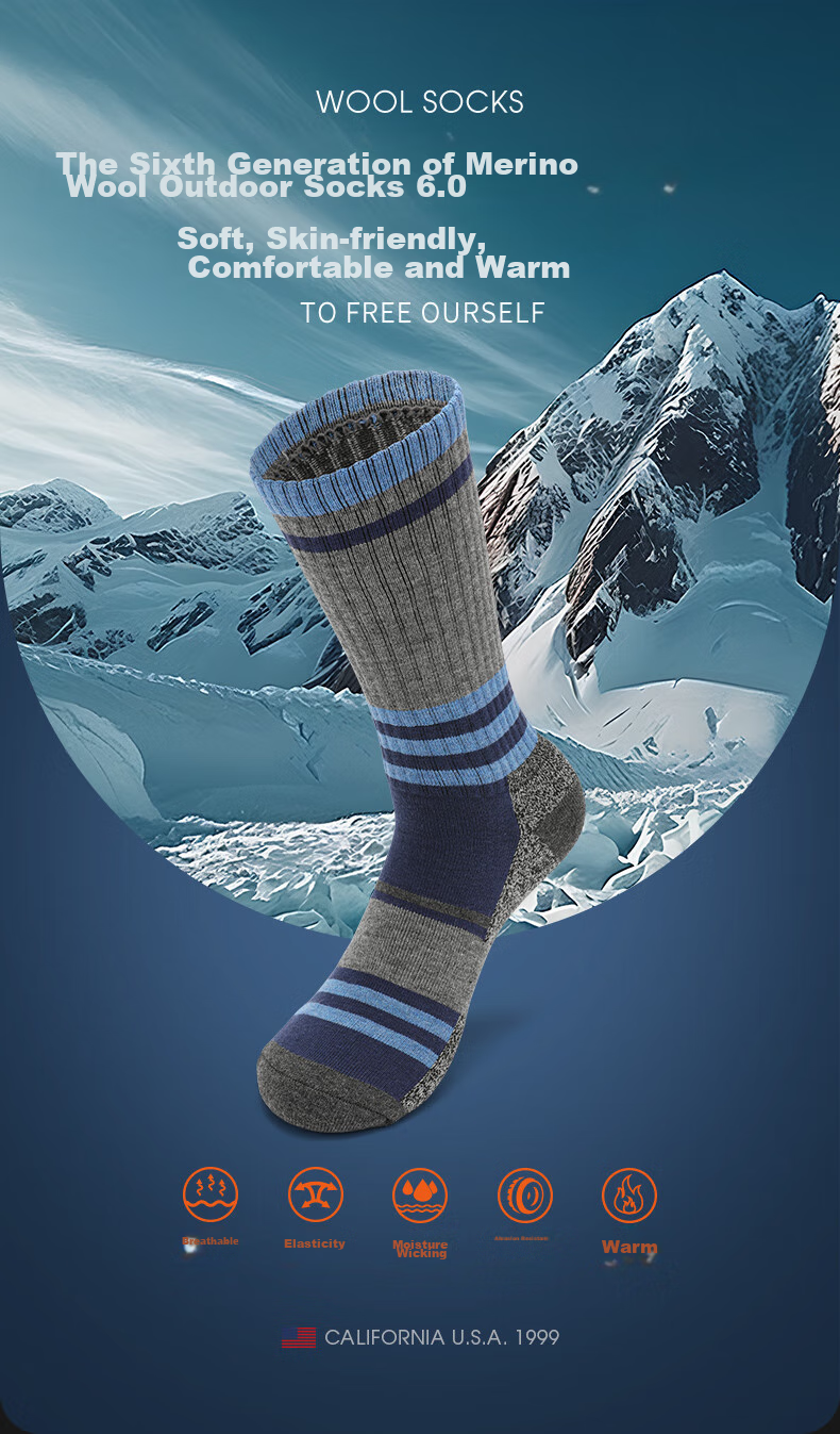 Носки TFO Merino Outdoor Socks, дышащие, из шерсти мериноса, для спорта, бега, хайкинга и альпинизма, мужские, темно-серые