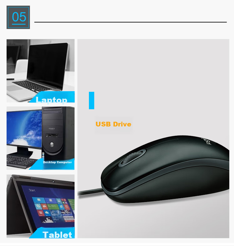 Проводная мышь Logitech M100r, белая, для офиса, симметричная, для большой руки