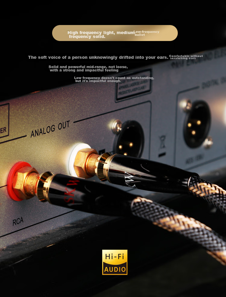 Аудиокабель SKW BG04 2RCA - 2RCA, 0.5 метра, посеребренный медный проводник 6N OCC, экранированный, для подключения CD-плеера, декодера, усилителя