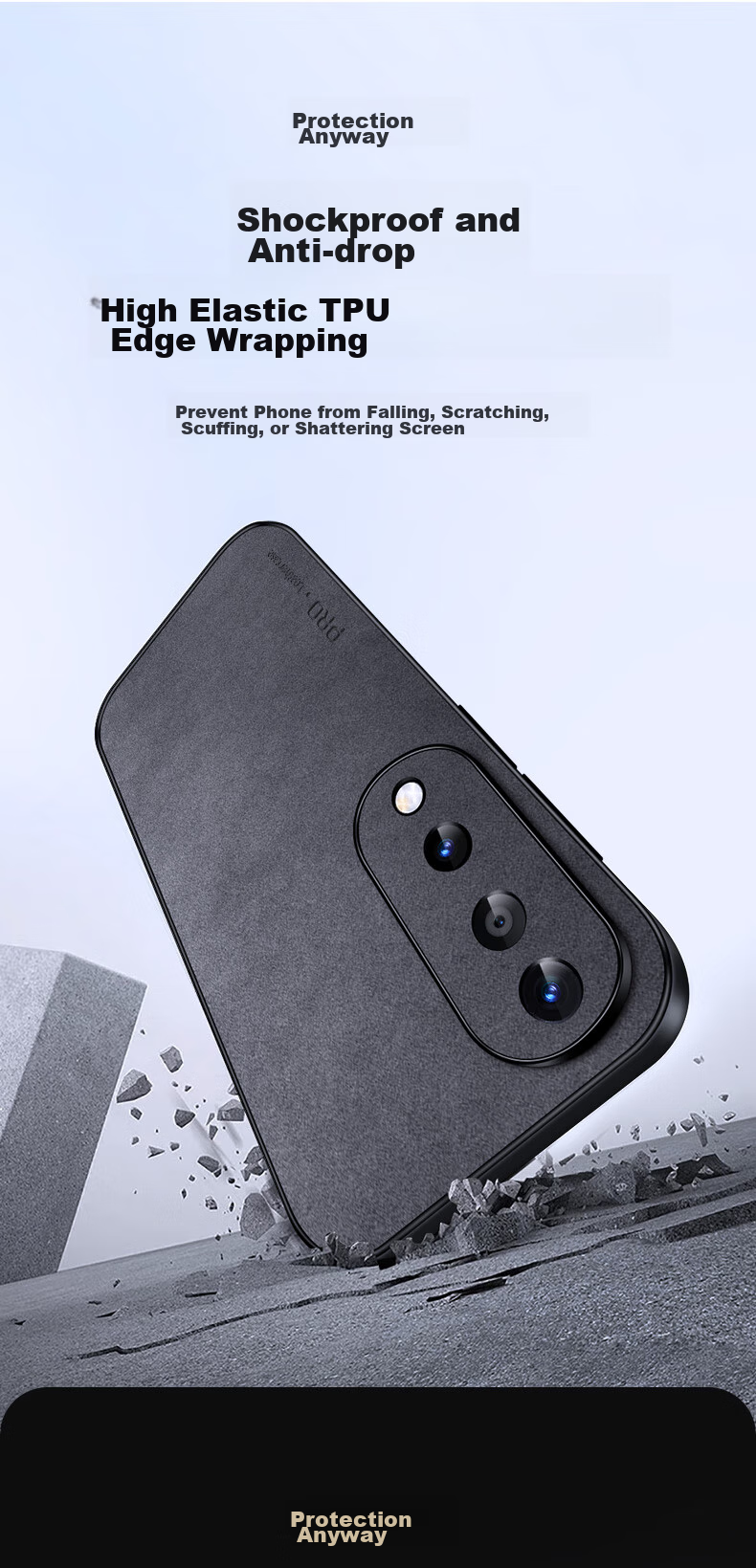 Чехол для телефона Shangsu для Honor 70 Pro, защита от падения, защита объектива, силиконовая оболочка, кожаный чехол, серый