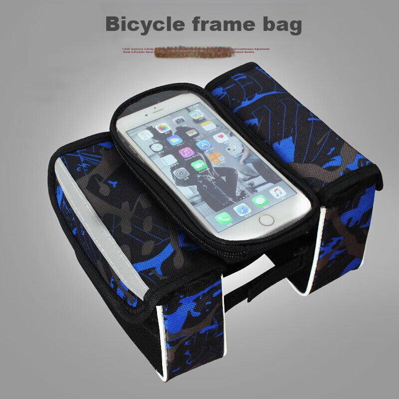 Велосипедная сумка BIKEBROS на руль, аксессуар для горного велосипеда, велооборудование, сумка на верхнюю трубу, водонепроницаемая седельная сумка, сумка для телефона с сенсорным экраном и разблокировкой по отпечатку пальца, синяя [с дождевиком]