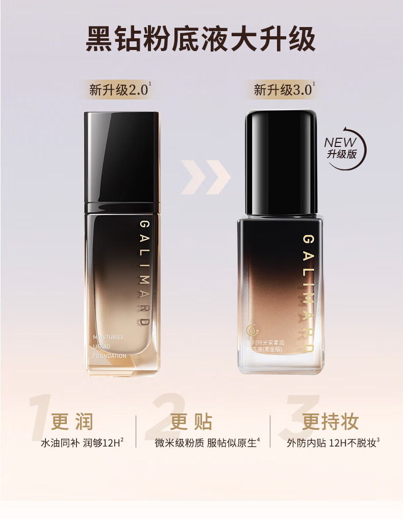 嘉利玛（GALIMARD）黑金粉底液旅行装便携持久滋润养肤不脱妆保湿干皮遮瑕N01bb霜5ml