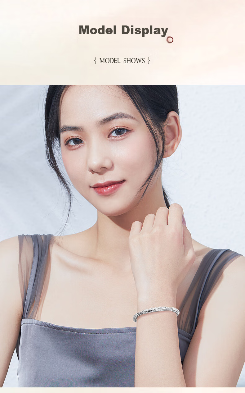 Серебряный браслет Sino gem, женский, 999 пробы, с цветочным узором, примерно 20 грамм