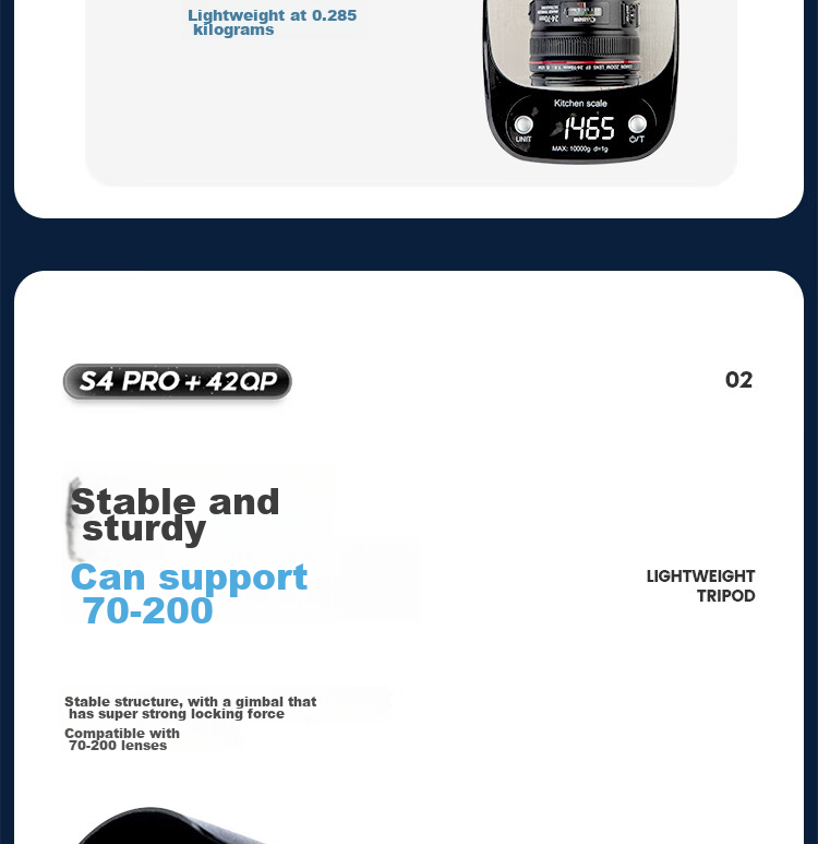 Штатив Fotopro S4 PRO+42QP с панорамной шаровой головкой для фотокамер Sony, Canon, Nikon