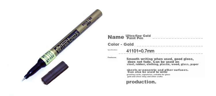 Маркер SAKURA Paint Marker Gold, 0.7 мм, золотой, для подписей и граффити, водостойкий