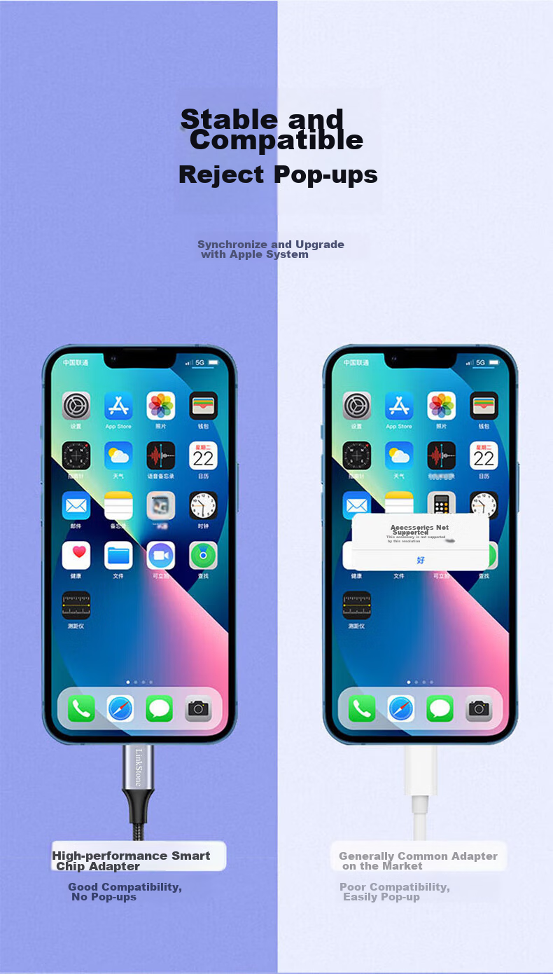 Переходник LinkStone Lightning на 3.5 мм для iPhone 14/13/12/11 Pro Xs Max, аудиокабель, штекер и воспроизведение, конвертер Lightning в 3.5 мм