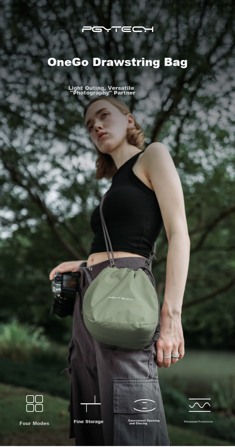 PGYTECH OneGo Drawstring Bag, сумка для камеры, сумка для хранения, сумка через плечо, подходит для беззеркальных камер Canon, Fuji, Sony, цвет "Лесной зеленый"