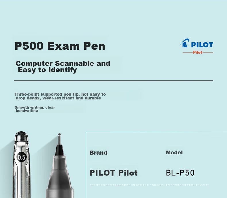 Набор ручек PILOT P500, 2 шт. (черная + белая), гелевая, 0.5 мм, черный стержень, для ежедневного использования