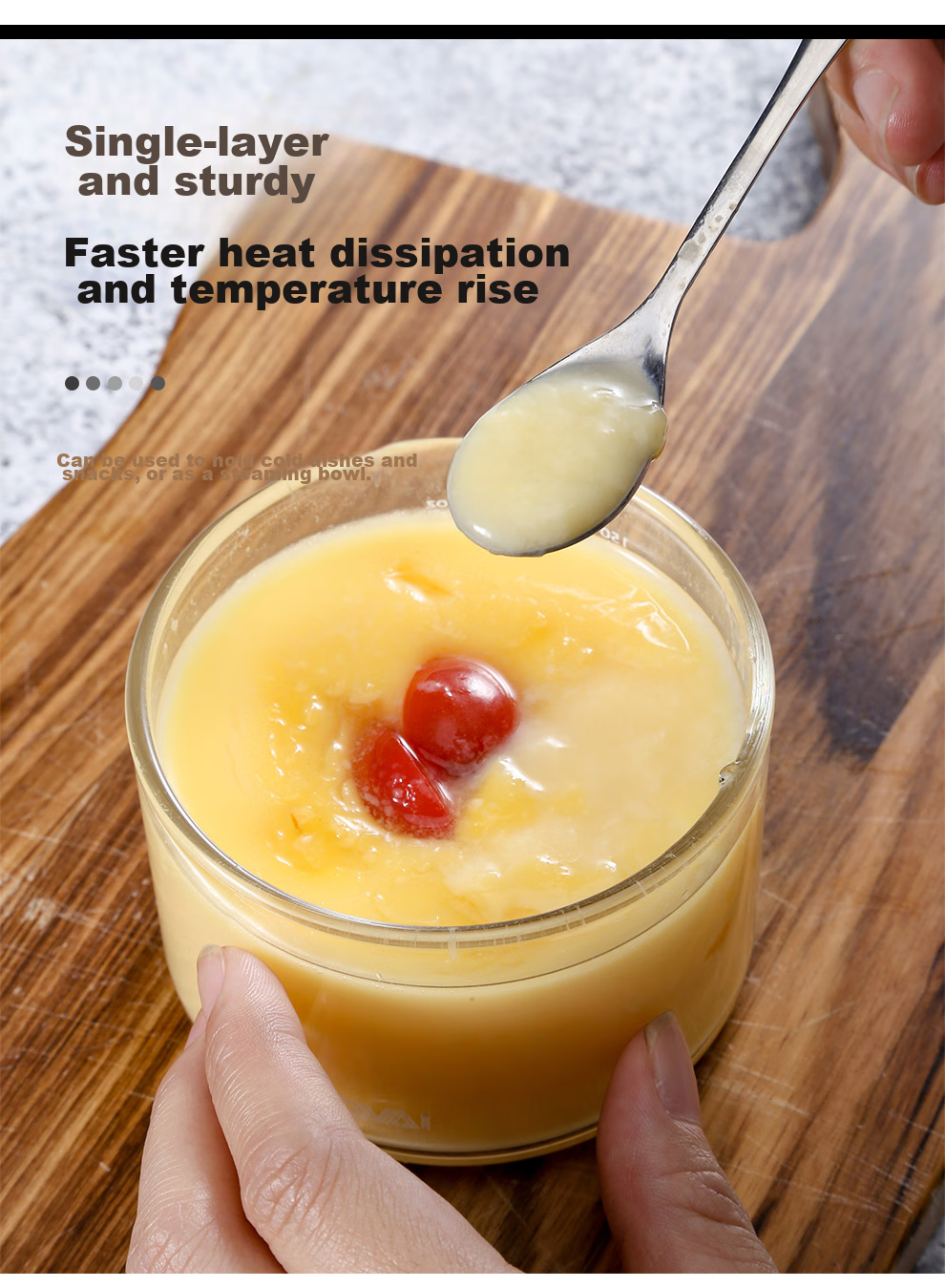 Стеклянная кастрюля-пароварка Onlycook из боросиликатного стекла, жаропрочная, с открытым пламенем, с мерной шкалой, для тушения, приготовления яиц, десертов, 150 мл