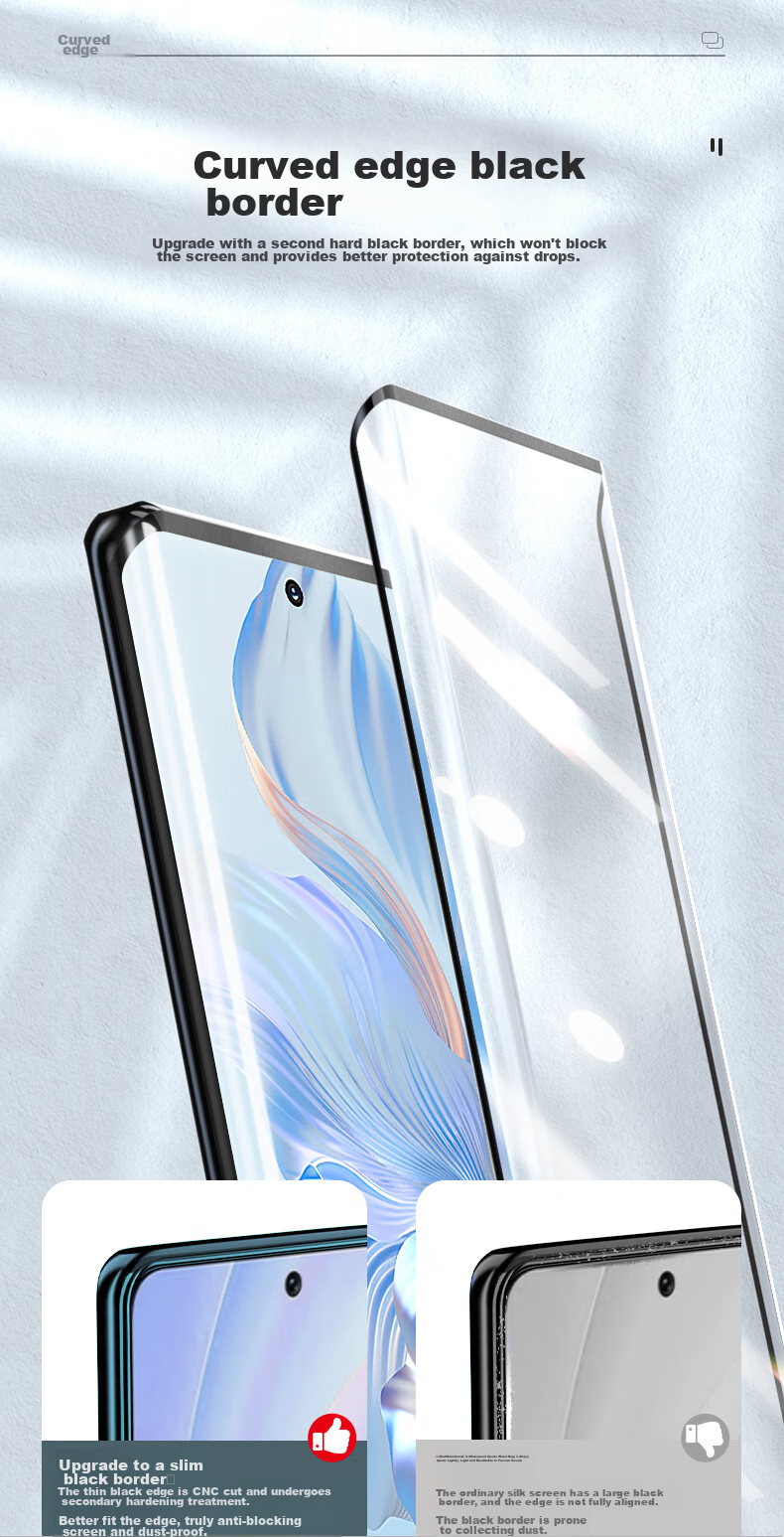 Защитное стекло для экрана LLUNC для Honor 80, полное покрытие, ультратонкое изогнутое стекло, высокая четкость, защита от отпечатков пальцев