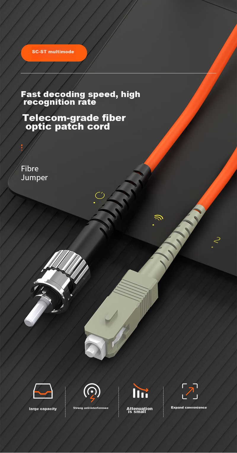 Оптический патч-корд NetLINK, SC-ST, многомодовый, дуплексный, 3 метра, 62.5/125, 1 шт., HTF-SC-ST/MM-3