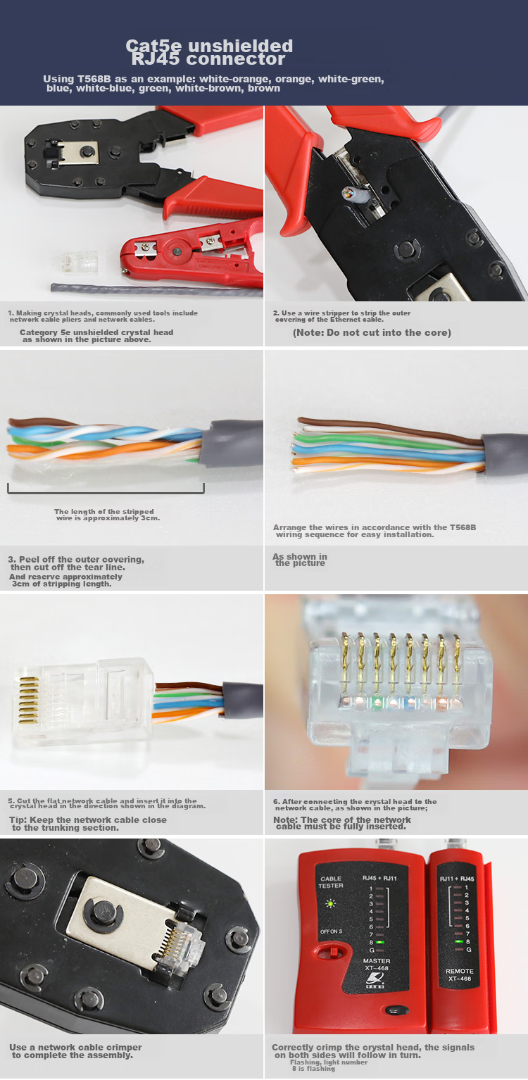 Коннектор CHOSEAL Cat5e RJ45, позолоченный, для инженерной сети Gigabit, 8P8C, 10 шт.
