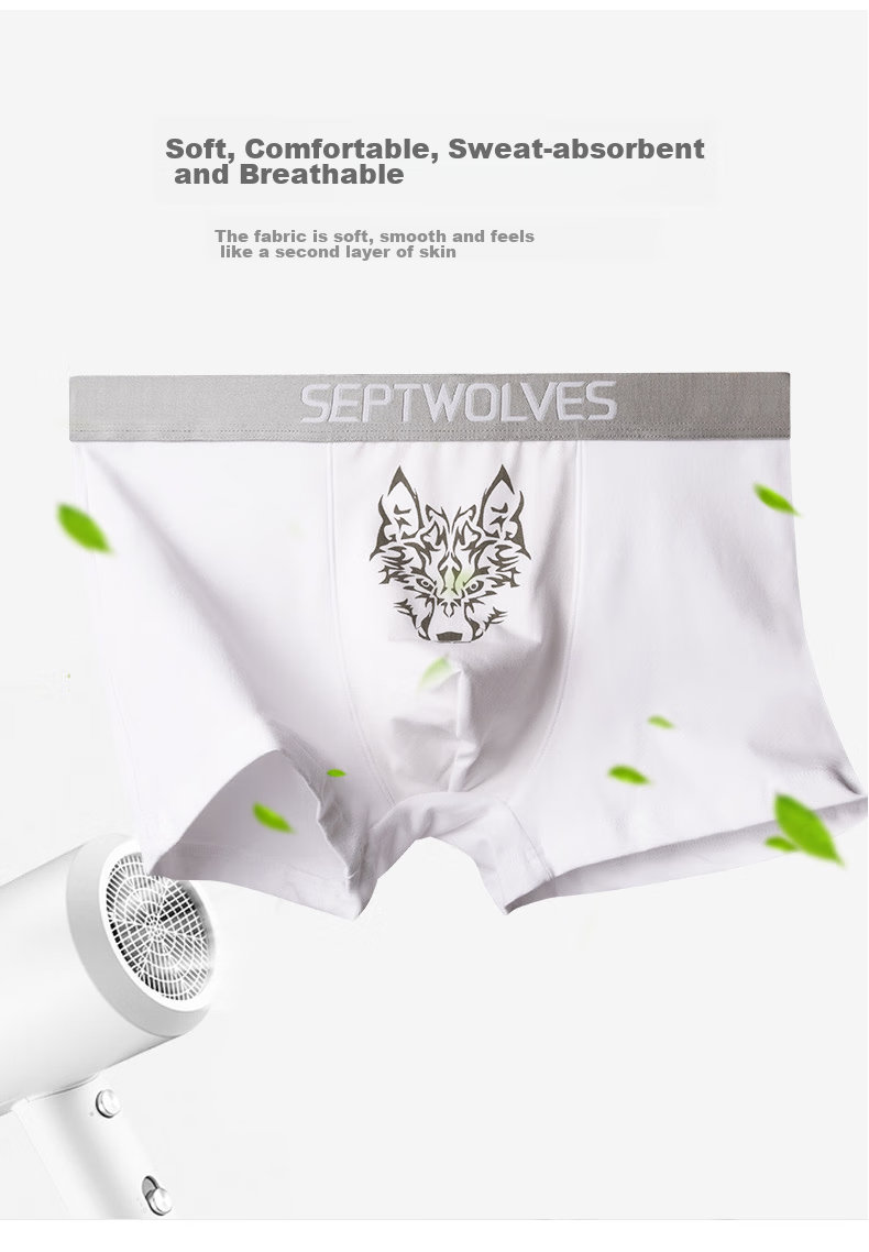 Мужские боксеры-брифы SEPTWOLVES, 3 шт., чистое хлопок, высокая эластичность, впитывающие пот, дышащие, авиационного класса антибактериальные, модные шорты-боксеры