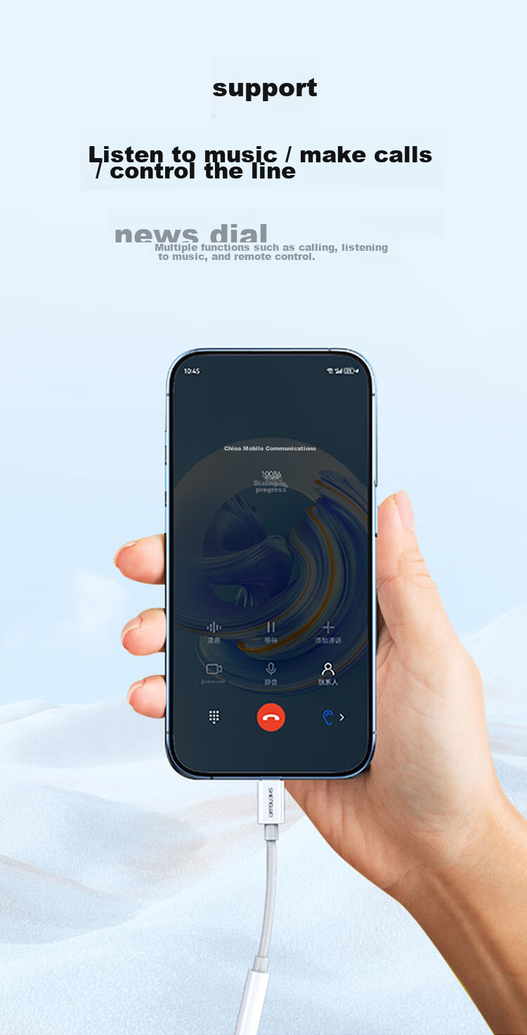 Адаптер Shengwei Type-C на 3.5 мм для наушников, для музыки, голосовых вызовов, микрофона с регулировкой громкости для Apple 17/16/15, Huawei, Xiaomi, Android телефонов и ноутбуков ETD0002H