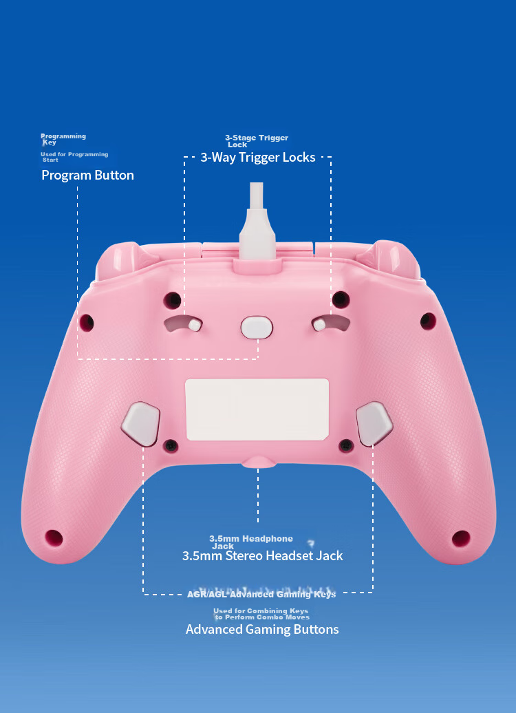Геймпад PowerA для Xbox Series X|S, PC, Steam, проводной, Pink Lemon