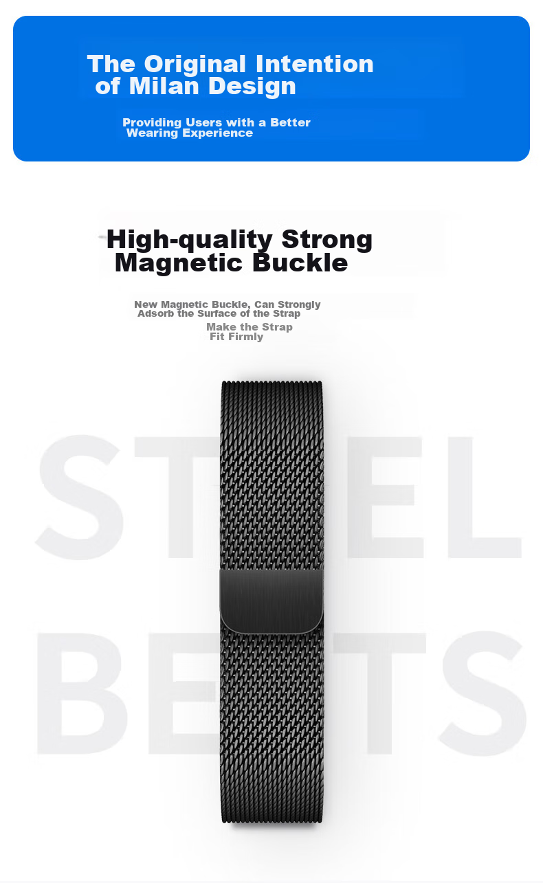 Ремешок BHO Milanese для Huawei Band 10/9/8, металлический, черный