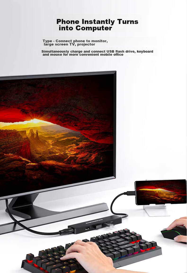 USB-C хаб Acasis с USB 3.0, HDMI-адаптер 4K, быстрая зарядка PD, конвертер для Huawei, Apple