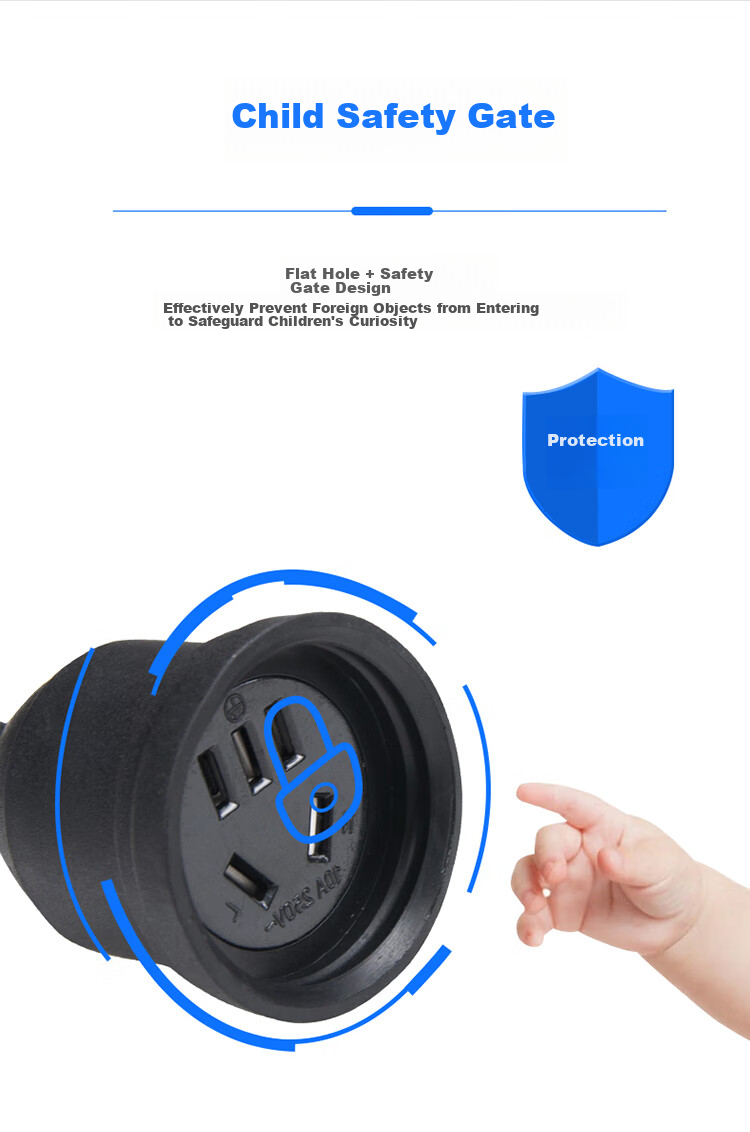 Удлинитель TOWE Three-Prong Five-Hole Power Extension Cord, Socket Extension Cable для электромобилей и стиральных машин, кабель для зарядки, 1 метр, 1.0 кв. мм