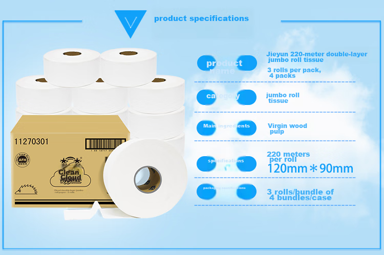 Рулонная туалетная бумага Hygienix Commercial Core Roll, 2-слойная, 220 м, 12 рулонов, для коммерческого использования (туалеты, торговые центры, гостиницы)