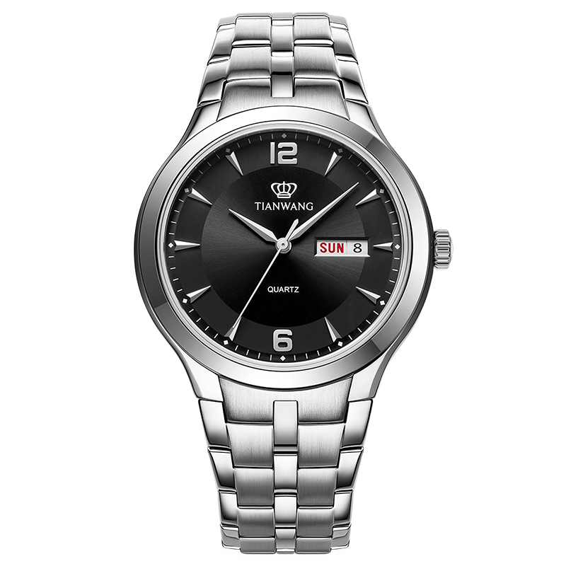 Мужские часы TIAN WANG GS3626S.DD.S.B, кварцевые, стальной ремешок, черный циферблат