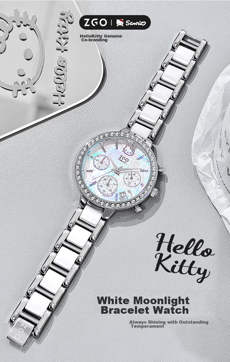 Женские часы Hello Kitty Sanrio, механические кварцевые часы, легкие роскошные модные наручные часы для девочек, подарок на день рождения, День святого Валентина