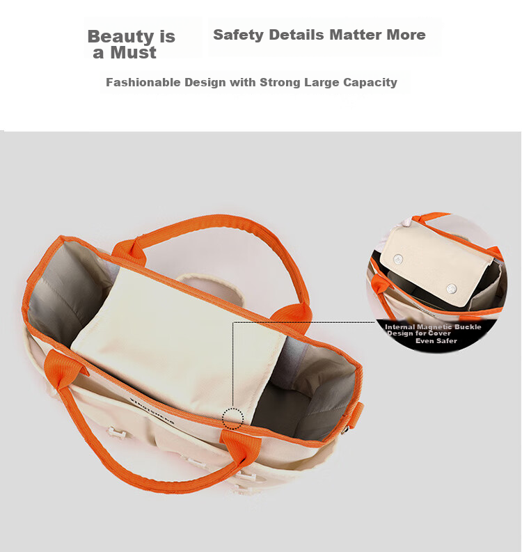 Сумка для мамы 9i9 Mami Bag, вместительная, для малыша, на плечо или в руку, цвет "Юаньци оранж"