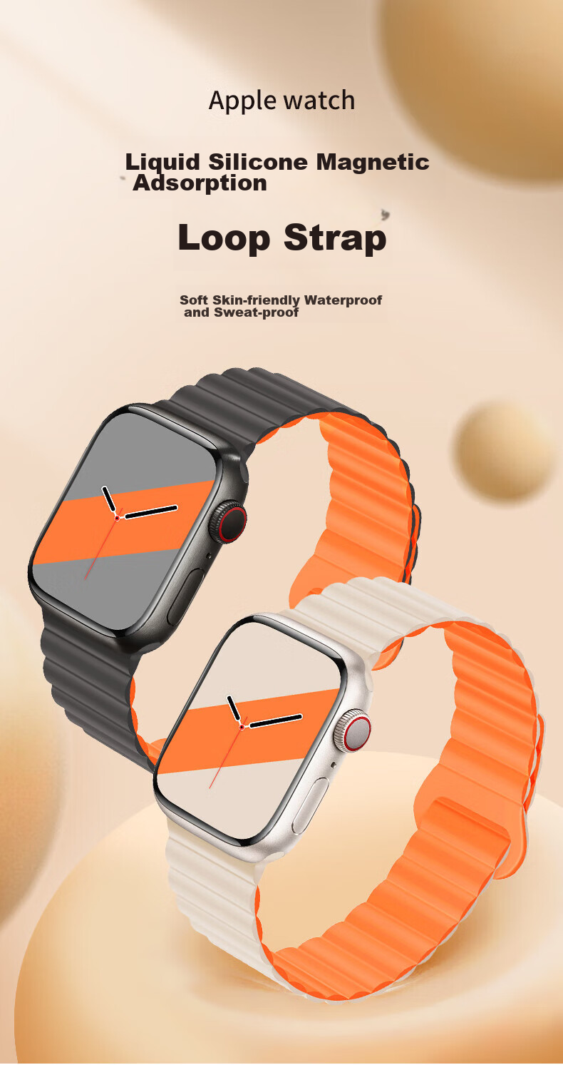 Ремешок Watchbond Magnetic Silicone Loop для Apple Watch, силиконовый, черный, 38/40/41/42 мм