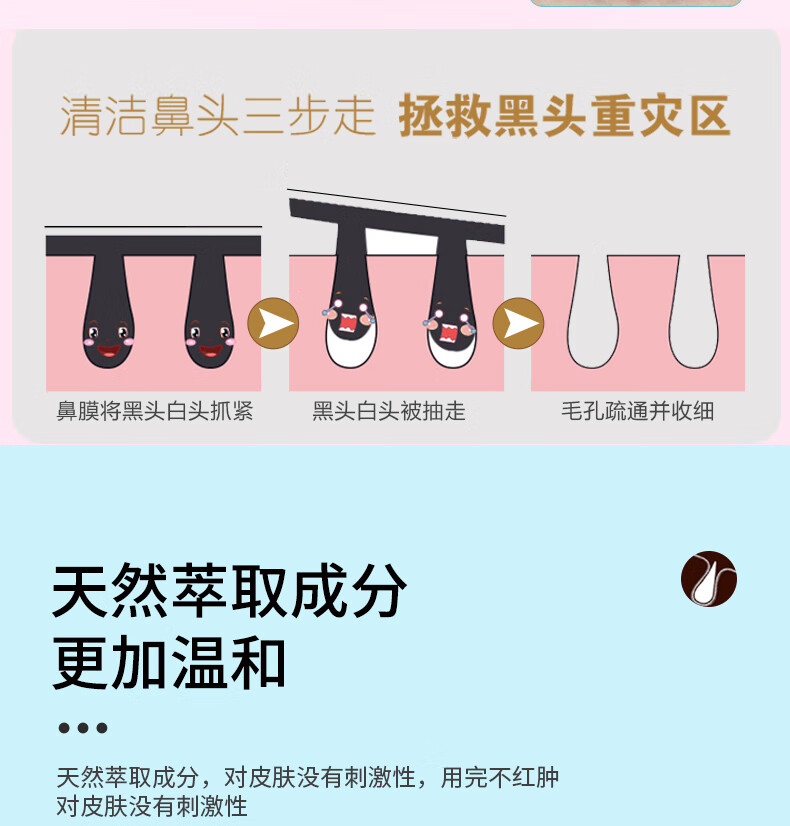 玛贝拉mayllie去黑头鼻贴5p(撕拉式鼻贴膜套装T区护理收缩毛孔男女可用)