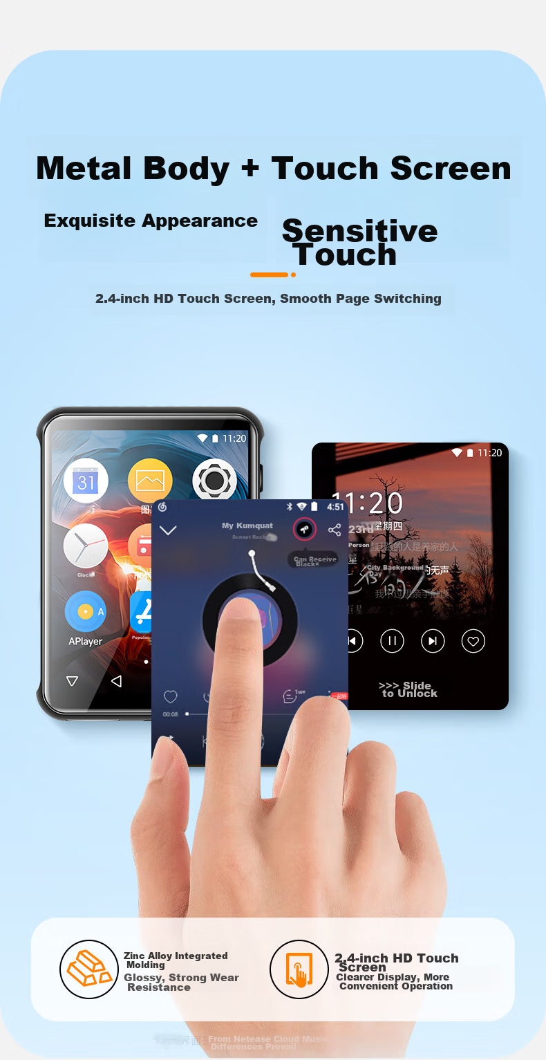 Портативный MP3/MP4 плеер FAMUE BF10, 40 ГБ, с Wi-Fi, Bluetooth, цвет черный