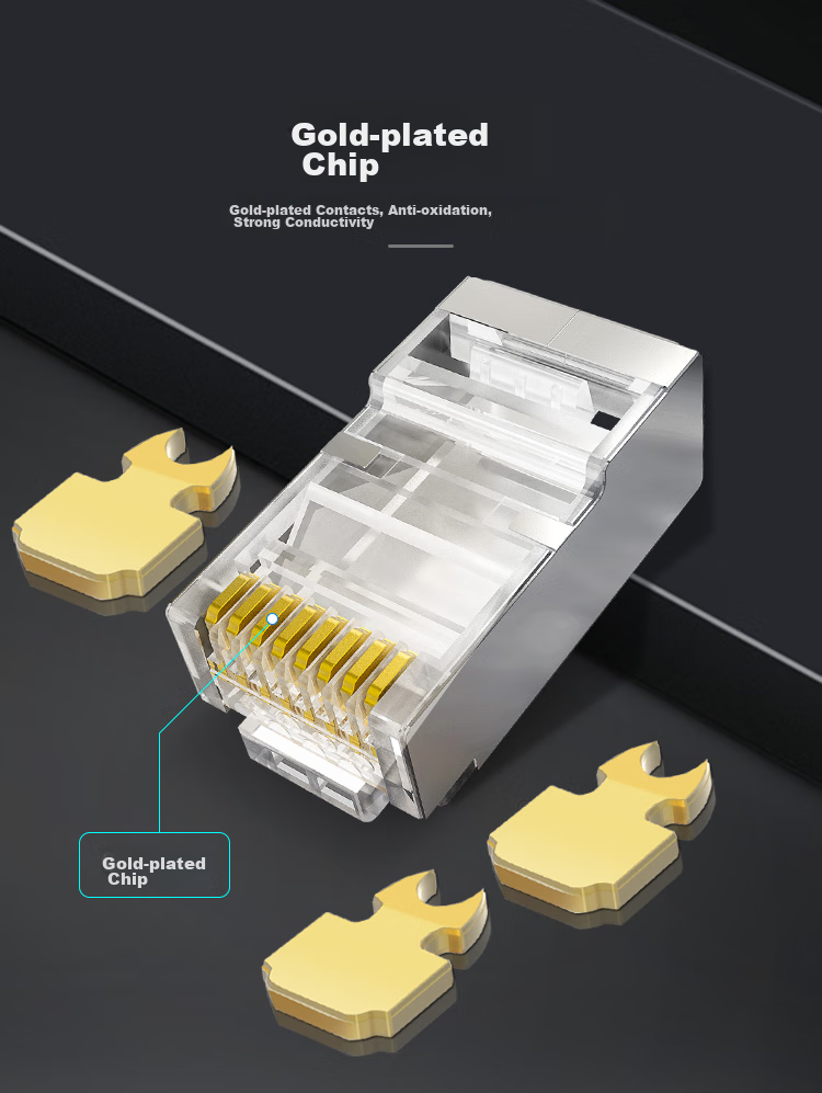 Коннекторы CHOSEAL для сетевого кабеля категории 5e, экранированные RJ45, 50 штук, QS905SZ50