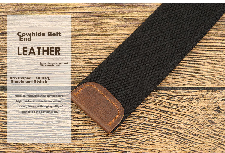Canvas belt JEVI D-100, Hong Kong style, with double buckle, casual, versatile, for young people, light khaki, 115cm
