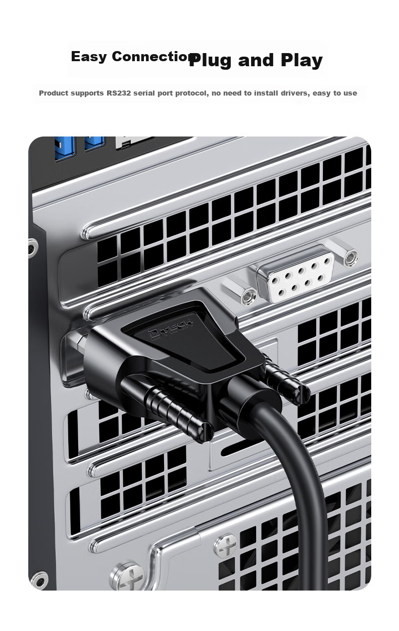 Кабель DTECH RS232 Serial Cable, DB9 Male to Male, COM Port, 2 метра, DT-9005A
