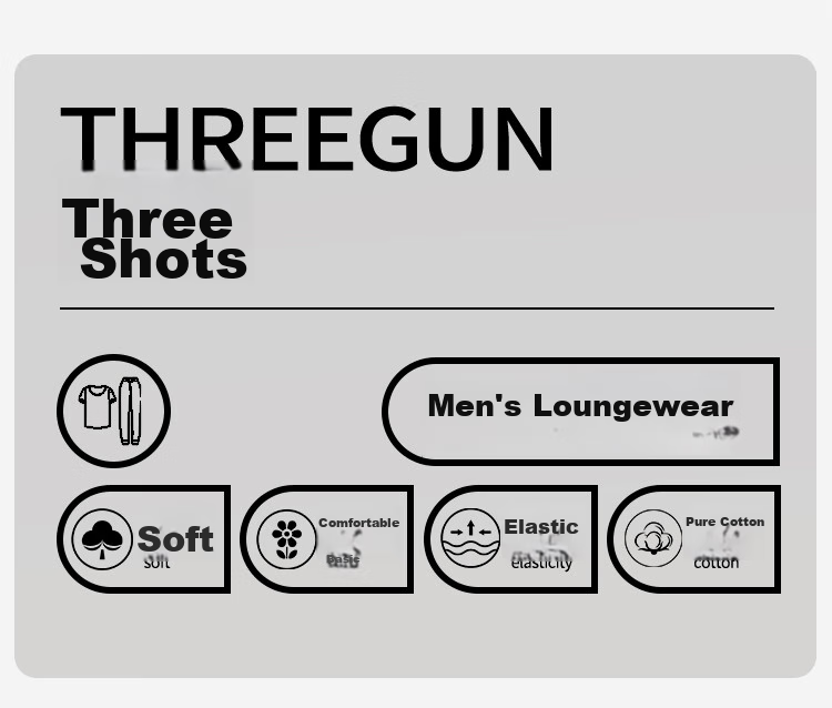 Мужская пижама THREEGUN, серия Yiran, из 100% хлопка, с длинным рукавом, кардиган, штаны, антибактериальная, дышащая, всесезонная