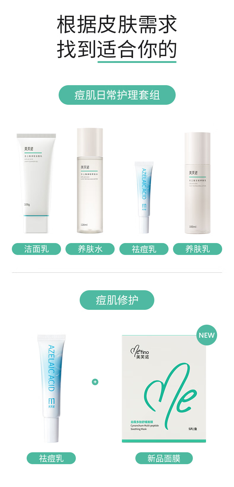 美芙诺 20%高浓壬二酸祛痘乳改善痘肌控油去粉刺 淡化痘印 均匀肤色 15g【维稳防反复】