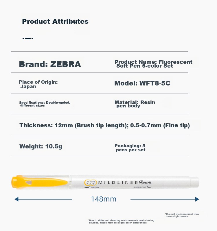 ZEBRA Набор маркеров-текстовыделителей Dual-Head, 5 цветов, WFT8-N