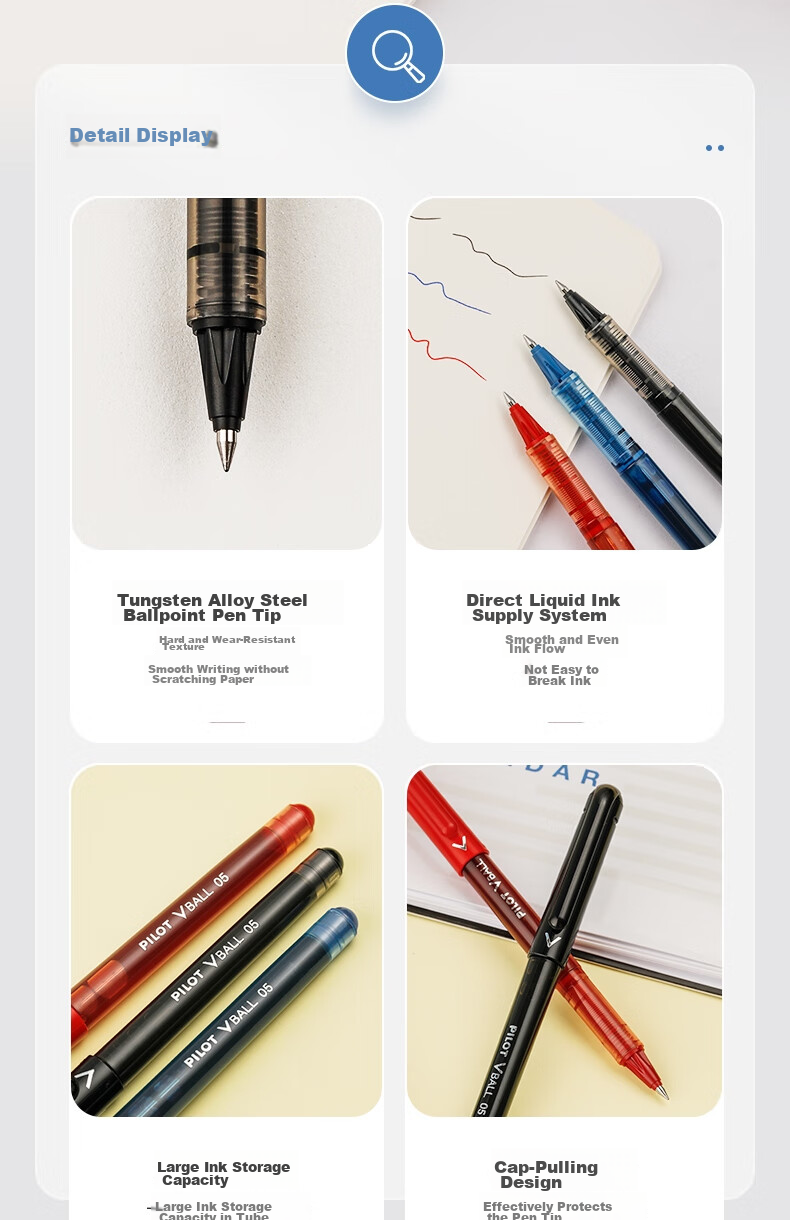 PILOT Weibao Black Knight Rollerball Pen LVE-10EF, 0.5mm, Black Single Pen