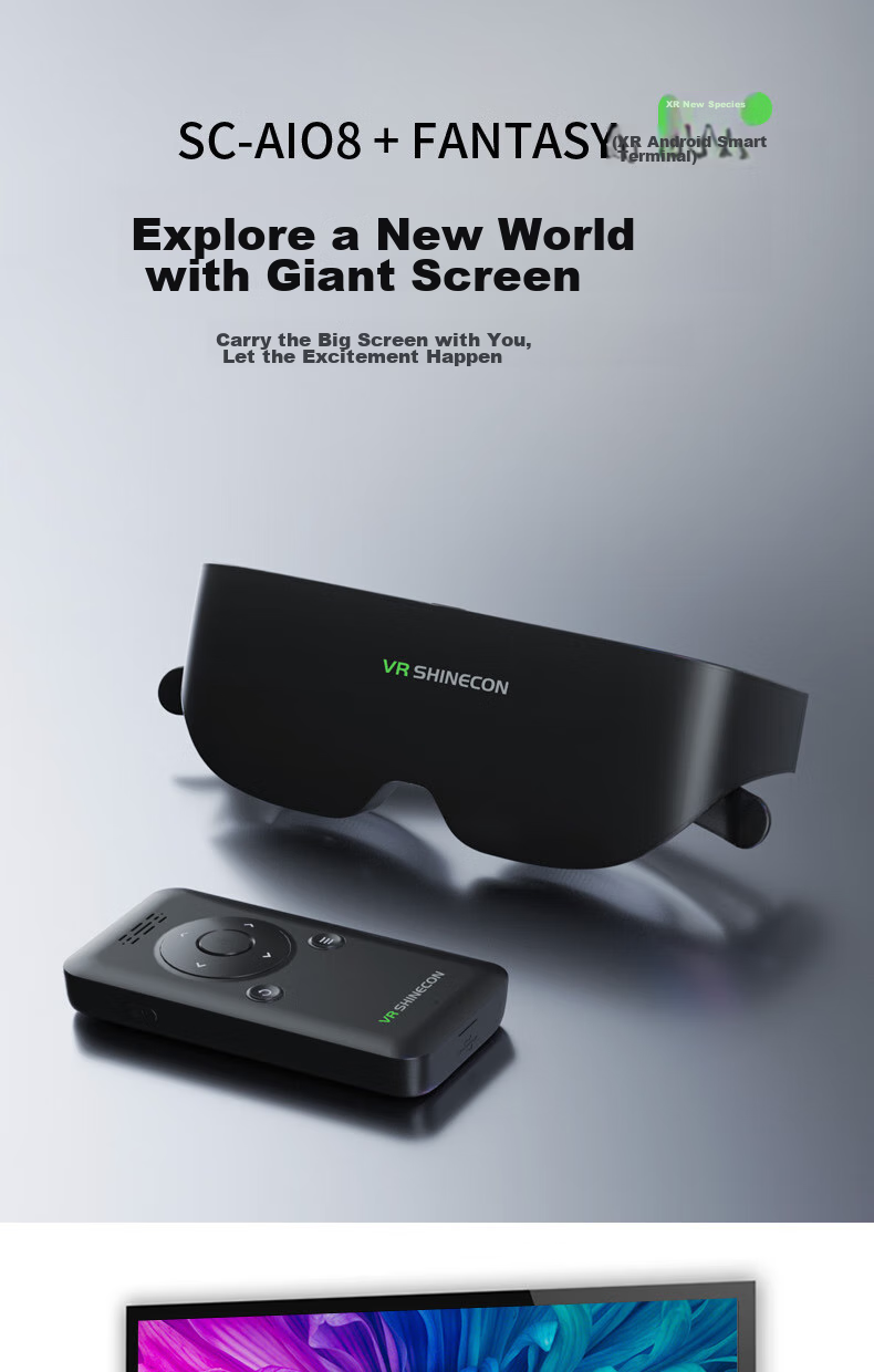Умные очки XR VRSHINECON SC-AIO8, 1000-дюймовый гигантский экран, VR-гарнитура с высоким разрешением, 3D-дисплей
