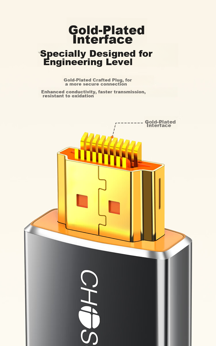 Кабель CHOSEAL HDMI версии 2.0, 4K/60Hz HD, с графеновым экранированием, для подключения ноутбука, ТВ-приставки к телевизору/проектору, 1 метр, QS8110AT1