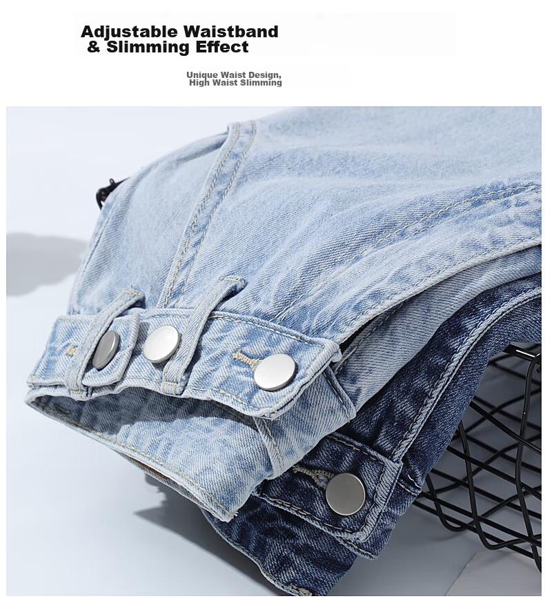 Джинсы Jeanswest Женские, 2025 Осень, Широкие штанины с высокой талией, Модные свободные брюки, Темно-синие, Размер XL