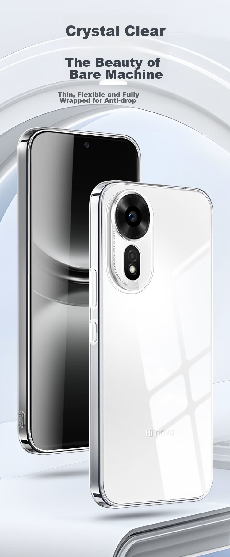Чехол Freeson для Huawei Hi Nova 12 SE, противоударный, прозрачный, с кольцом-держателем и ремешком