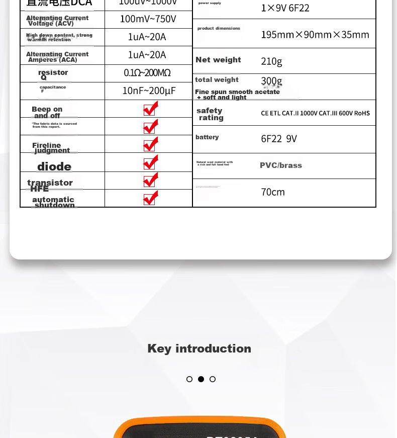 Цифровой мультиметр Zhugu DT9205, высокоточный, автоматический, бытовой, 750В AC, 20А DC