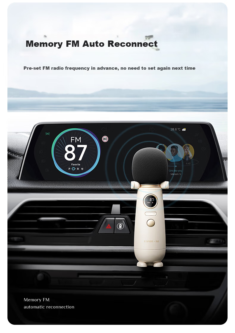 EDIFIER LOLIMIC Беспроводной Bluetooth FM караоке микрофон для автомобиля, портативный микрофон для пения, совместимый с мобильными телефонами и компьютерами