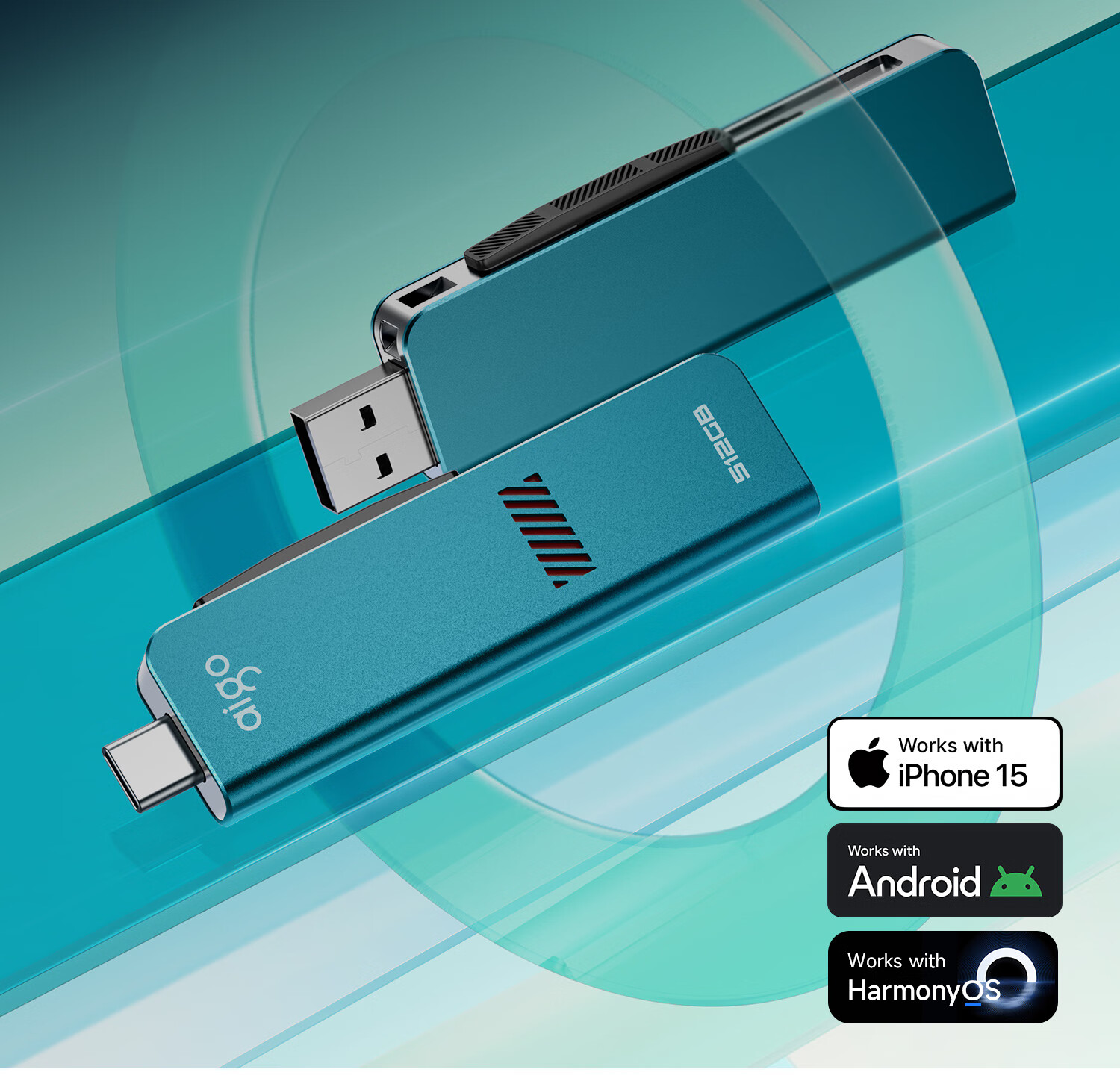 USB-флеш-накопитель Aigo U357S 256 ГБ, USB 3.2 Type-C, скорость чтения 1000 МБ/с, для телефонов, компьютеров, планшетов, универсальный, с выдвижным дизайном