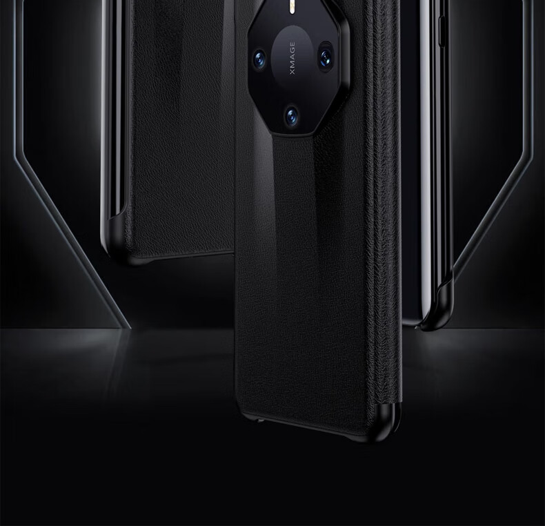 Чехол ZhengJian для Huawei Mate60 RS Porsche Design, флип-чехол с окном Smart View, из натуральной кожи, полная защита, противоударный, рубиново-красный