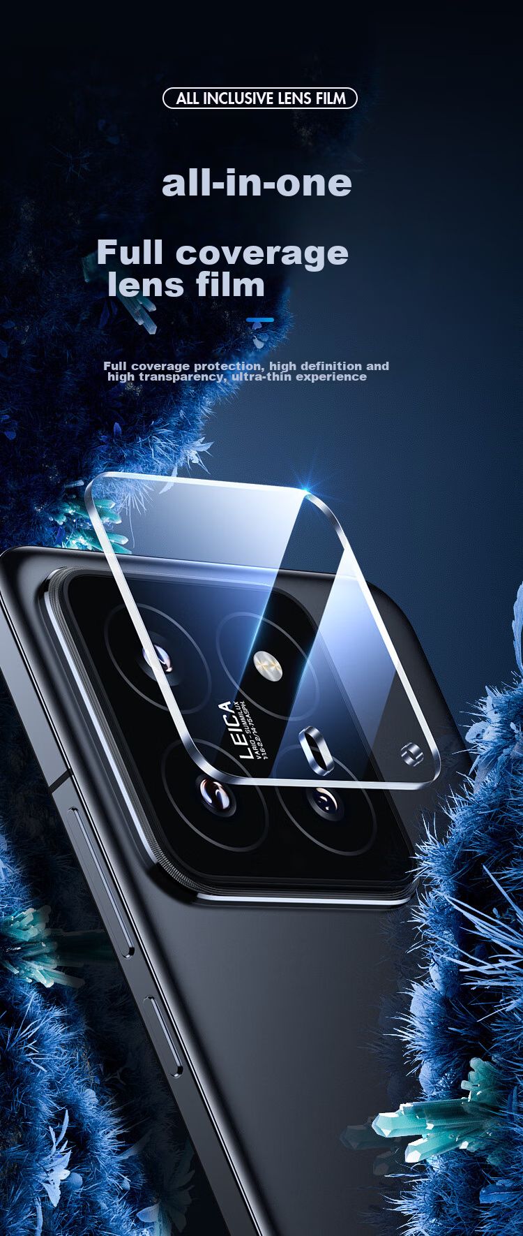 Защитное стекло для камеры Yisika для Xiaomi 14, набор из 2 шт., полное покрытие, защита от царапин, высокая четкость, закаленное стекло