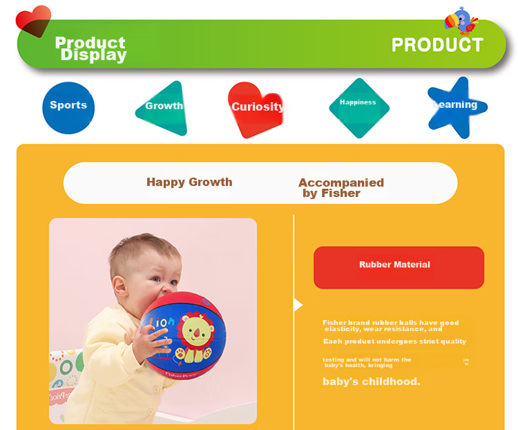 Детский мяч Fisher-Price 17 см, маленький резиновый мяч, для детского сада, Лев синий, подарок на день рождения
