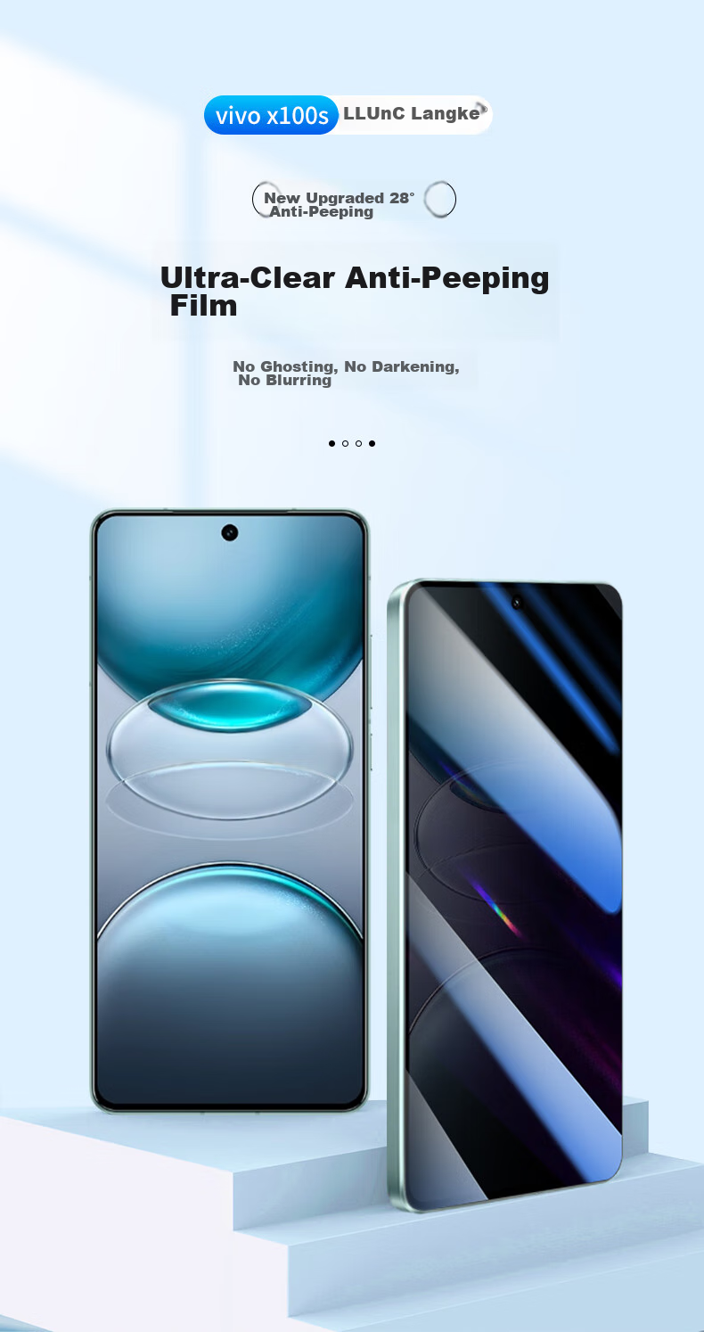Защитное стекло LLUNC для Vivo X100S, 28° антишпионское, противоударное, антиотпечатки