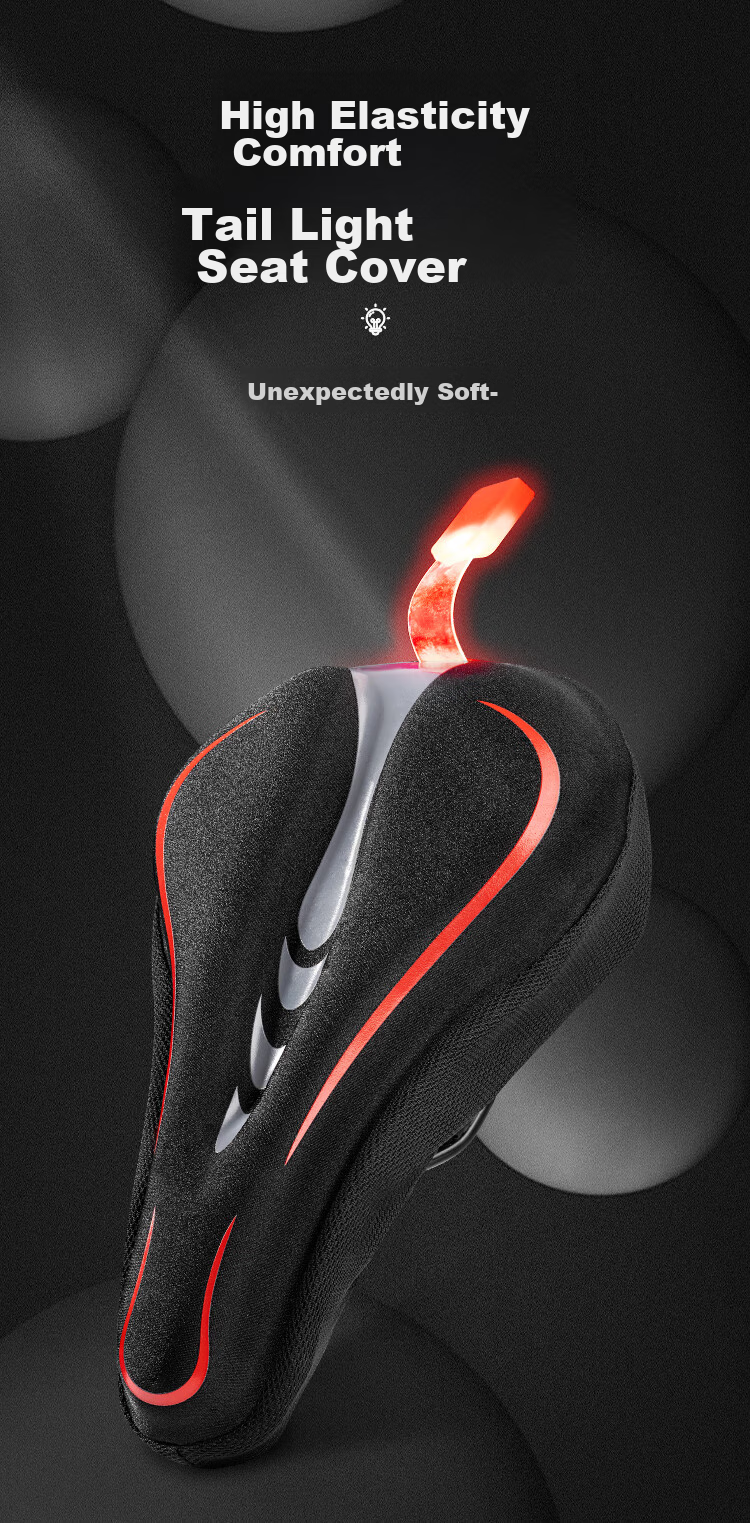 Велосипедное седло Move Iron, универсальное силиконовое, для горных и шоссейных велосипедов, с мягкой набивкой, черное с красным, версия с задним фонарем